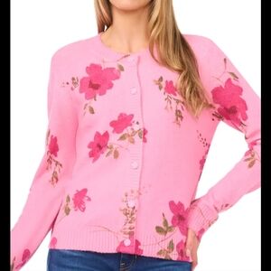 New! Cece Blossom Pink Print Cardigan Size Medium